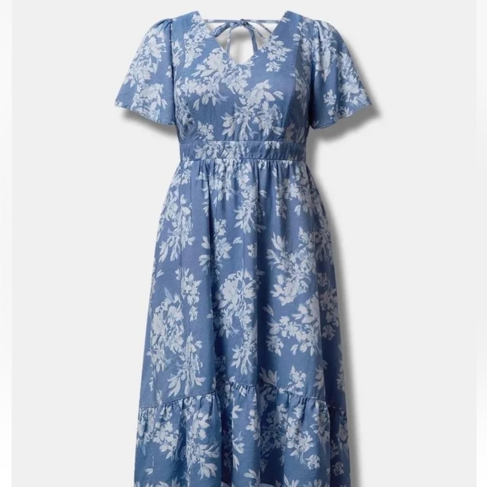 NWT TORRID Maxi Chambray Hi-Low V-Neck Dress